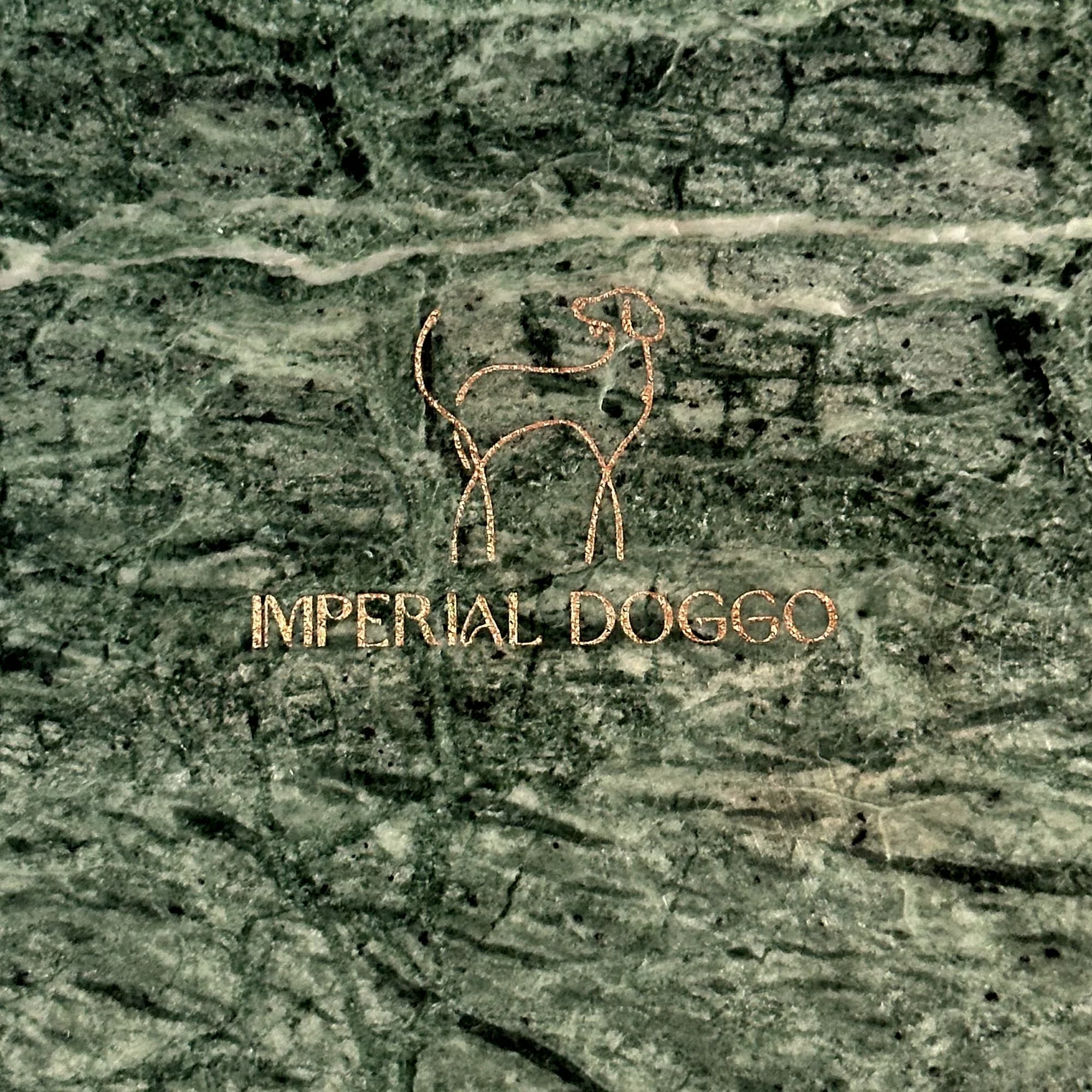 Underside of the Verde Guatemala bowl, engraved with the Imperial Doggo hound and wordmark